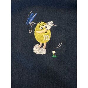 M&M's Polo Planet Mars Yellow Peanut Golfing Navy VINTAGE Short Sleeve Size XL